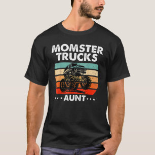 Vintage Monster Truck Aunt Retro Sunset Cool Engin T-Shirt