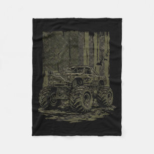 Vintage Monster Truck USA Flag Fleece Blanket