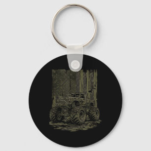 Vintage Monster Truck USA Flag Key Ring
