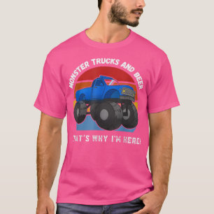 Vintage Monster Trucks And Beer Cool Retro Sunset  T-Shirt