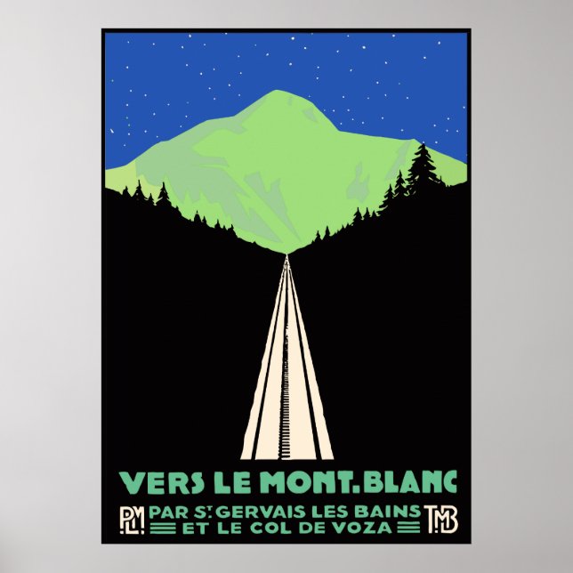 Vintage Mont Blanc Railroad Travel ad Poster (Front)