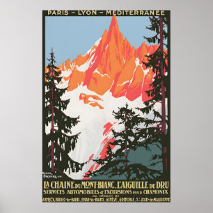 Vintage Mont Blanc Travel Poster Print, Chamonix