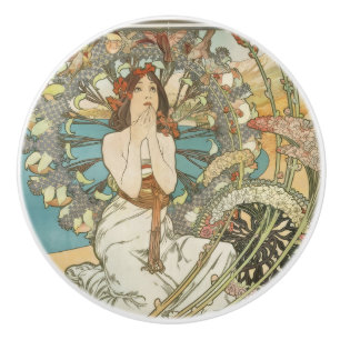 Vintage Mont-Carlo Poster by Alphonse Mucha  Ceramic Knob