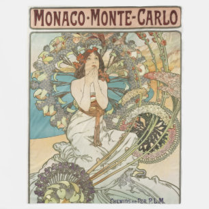 Vintage Mont-Carlo Poster by Alphonse Mucha Fleece Blanket