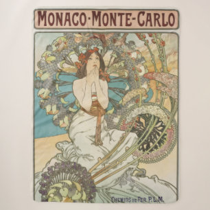 Vintage Mont-Carlo Poster by Alphonse Mucha Sherpa Blanket