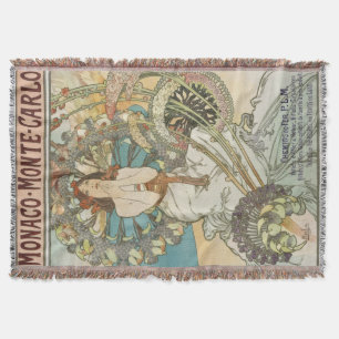 Vintage Mont-Carlo Poster by Alphonse Mucha Throw Blanket