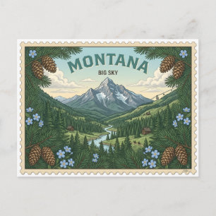 Vintage Montana Big Sky Mountain Resort Travel Postcard