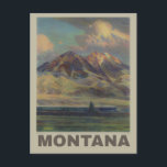 Vintage Montana Mountains Train Travel Postcard<br><div class="desc">Anyone would love to receive this vintage tourism travel postcard featuring a retro illustration of a train in the mountains of Montana!</div>