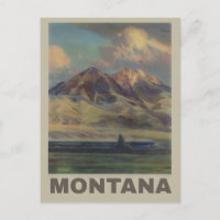 Vintage Montana Mountains Train Travel
