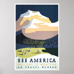 Vintage Montana Poster See America Travel Art