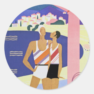 Vintage Monte Carlo Beach Classic Round Sticker