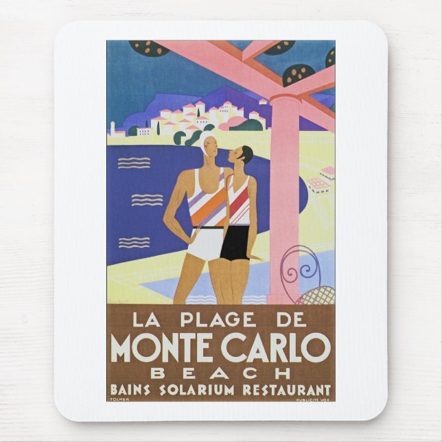 Vintage Monte Carlo Beach Mouse Pad (Front)