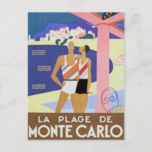 Vintage Monte Carlo Beach Postcard