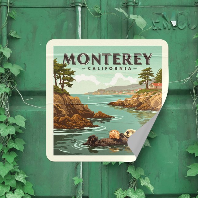 Vintage Monterey California Square Sticker (Creator Uploaded)
