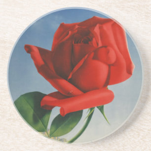 Vintage Montreux Red Rose Switzerland Geneva Lake Coaster