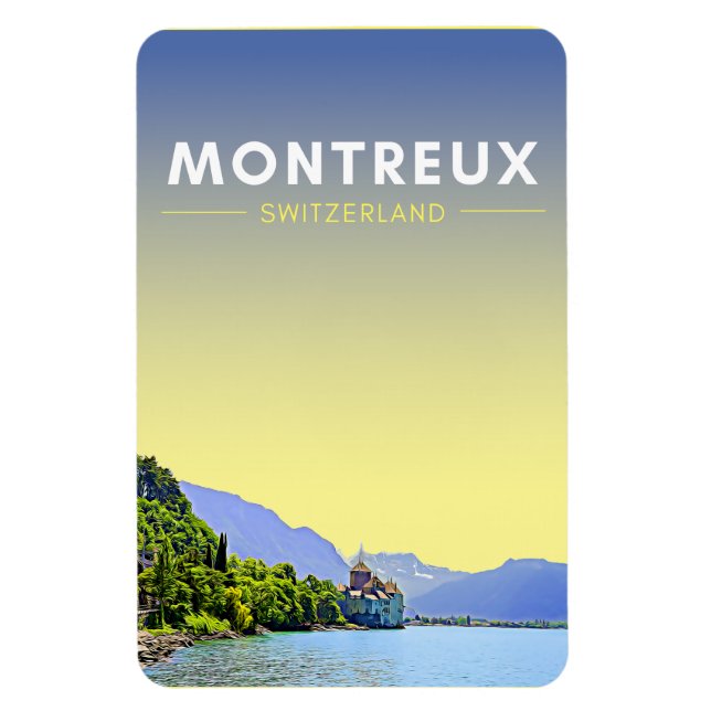 Vintage Montreux Switzerland Art Magnet (Vertical)