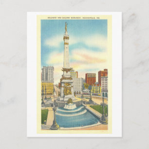 Vintage Monument Circle, Indianapolis, Indiana Postcard