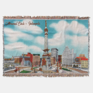 Vintage Monument Circle Indianapolis Throw Blanket