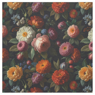 Vintage moody dark floral boho roses fabric