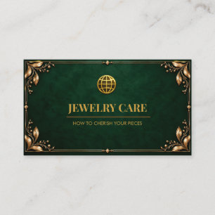 Vintage Moody Emerald Gold Jewellery Care Card