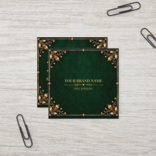 Vintage Moody Emerald Gold Square Ring Card