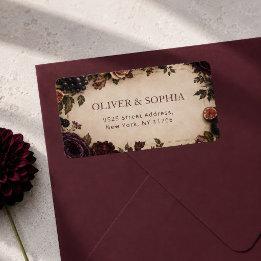 Vintage Moody Floral Wedding Return Address Label