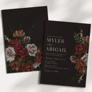 Vintage Moody Florals Wedding Invitation