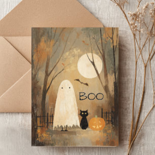 Vintage Moody Ghost & Black Cat Card