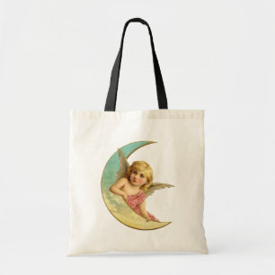 Vintage Moon Angel Tote Bag