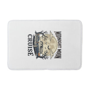 Vintage Moon Car Gothic Classic Auto Halloween Des Bath Mat