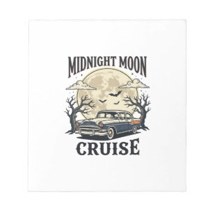 Vintage Moon Car Gothic Classic Auto Halloween Des Notepad