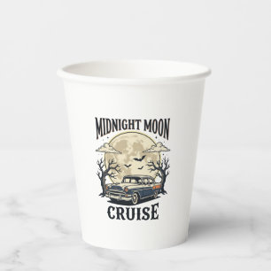 Vintage Moon Car Gothic Classic Auto Halloween Des Paper Cups