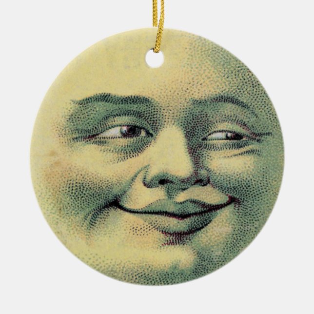 Vintage Moon Ceramic Tree Decoration (Front)