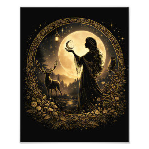 Vintage Moon Goddess Celestial Women Feminine  Photo Print