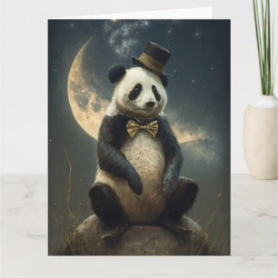 Vintage Moon Panda Bear Card