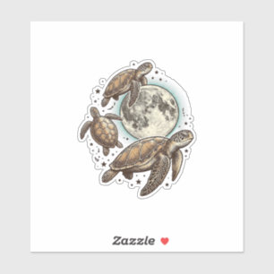 Vintage Moon Sea Turtle Engraving Shirt Design_1