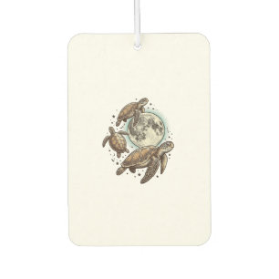 Vintage Moon Sea Turtle Engraving Shirt Design_1 Car Air Freshener