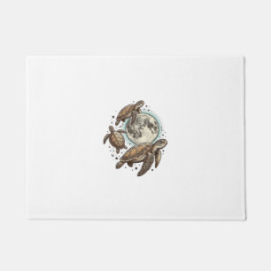 Vintage Moon Sea Turtle Engraving Shirt Design_1 Doormat