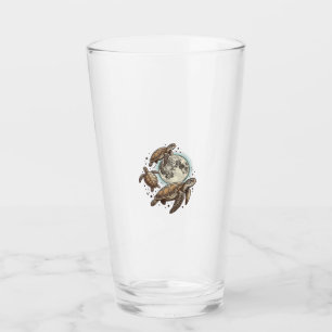 Vintage Moon Sea Turtle Engraving Shirt Design_1 Glass