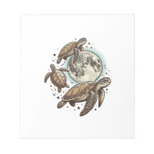 Vintage Moon Sea Turtle Engraving Shirt Design_1 Notepad