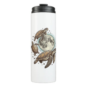 Vintage Moon Sea Turtle Engraving Shirt Design_1 Thermal Tumbler