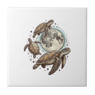 Vintage Moon Sea Turtle Engraving Shirt Design_1 Tile