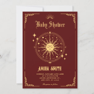 Vintage Moon Sun boho art symbol baby shower Invitation