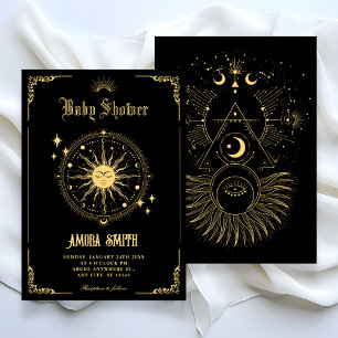 Vintage Moon Sun boho art symbol baby shower Invitation