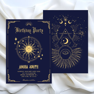 Vintage Moon Sun boho art symbol birthday Invitation