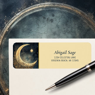 Vintage Moon, Sun, Stars Celestial Space Address