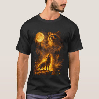 Vintage Moonlight Animal Funny Racoon Howling At T-Shirt