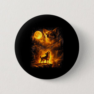 Vintage moonlight dog funny chihuahua howling at 6 cm round badge