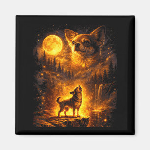 Vintage moonlight dog funny chihuahua howling at magnet