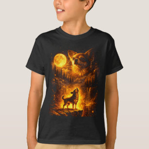 Vintage moonlight dog funny chihuahua howling at T-Shirt
